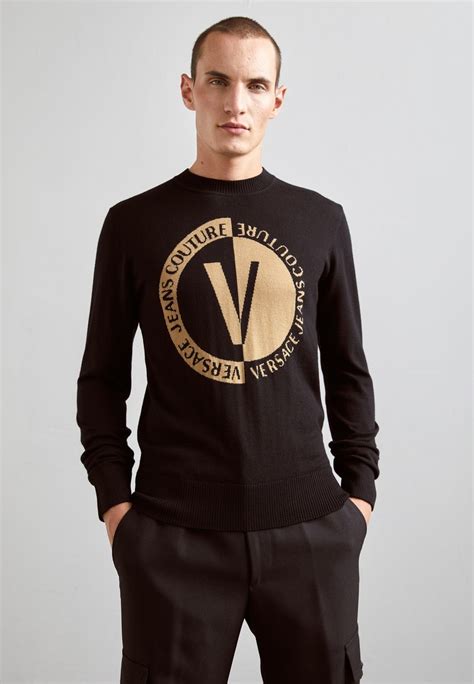 versace jeans trui goud logo|Versace Jeans black.